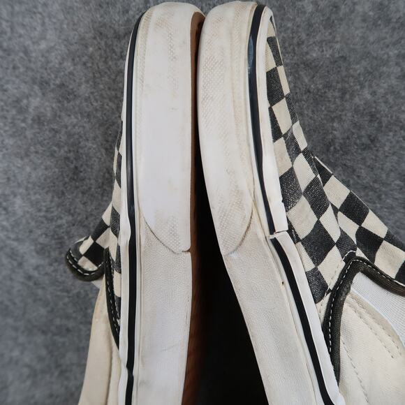 Vans Shoes Womens 7 Classic Slip On Sneakers Casual Checkered Skate White Black - Picture 10 of 12